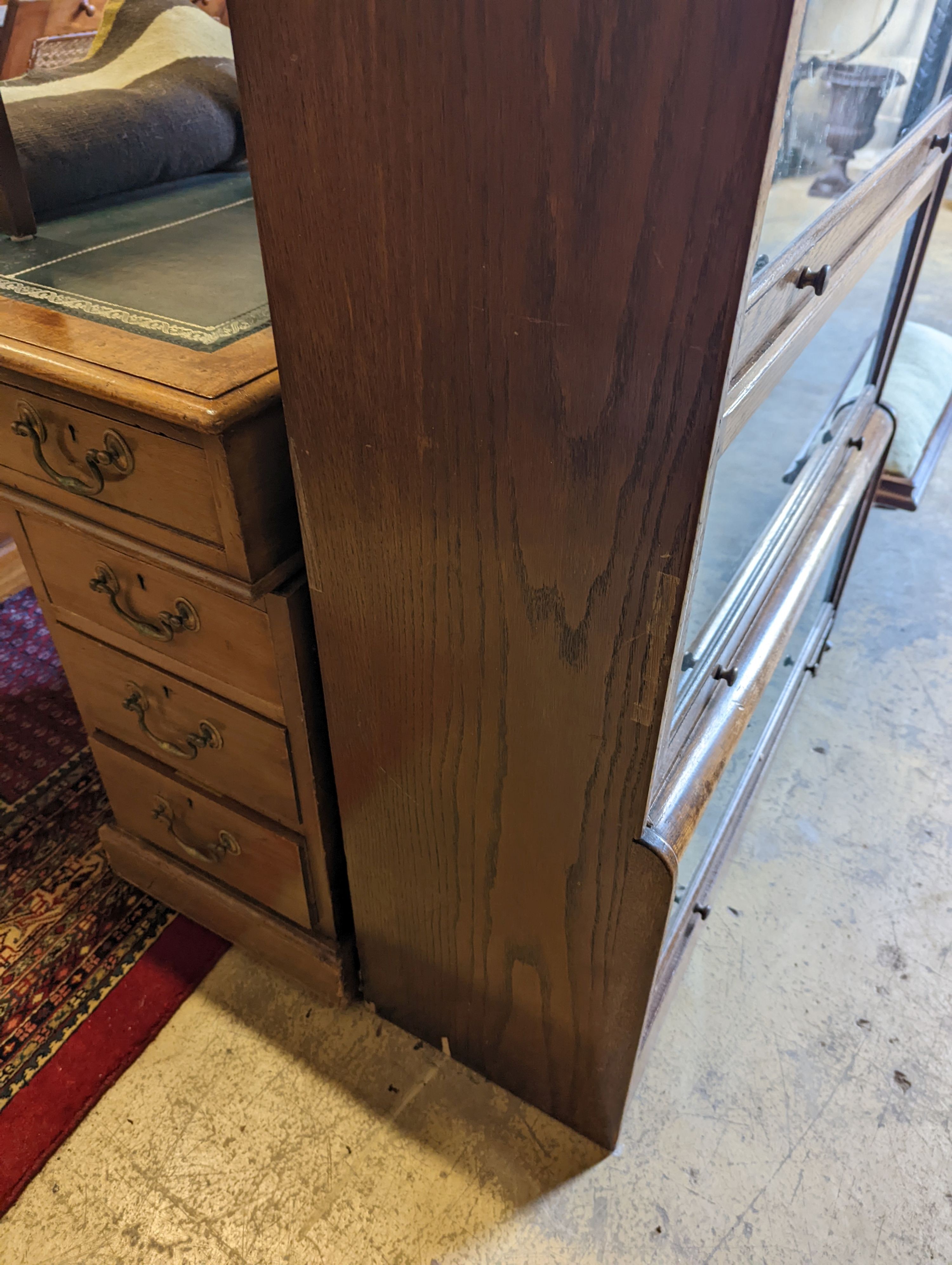 A Globe Wernicke style oak bookcase, (not sectional), width 88cm, depth 32cm, height 152cm